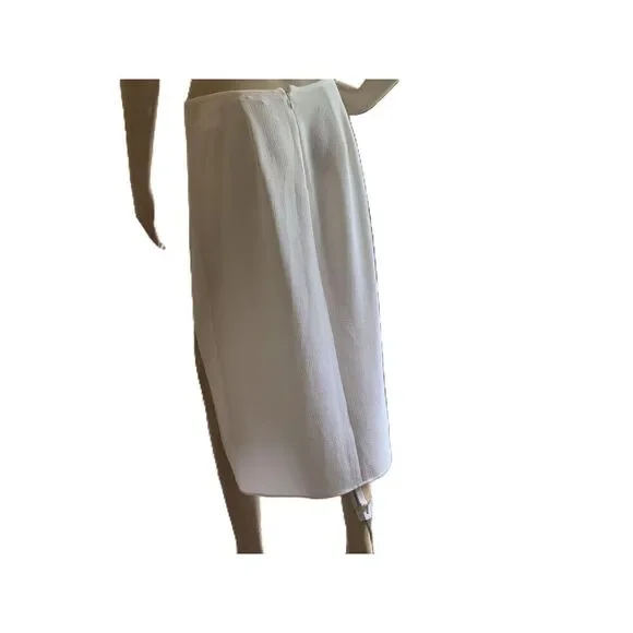BCBGMAXAZRIA White Knee-Length Pencil Skirt Size 6 High Low - Picture 4 of 9